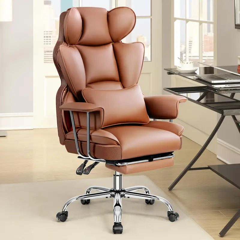 Oversized Padded Leather Swivel Office Recliner
