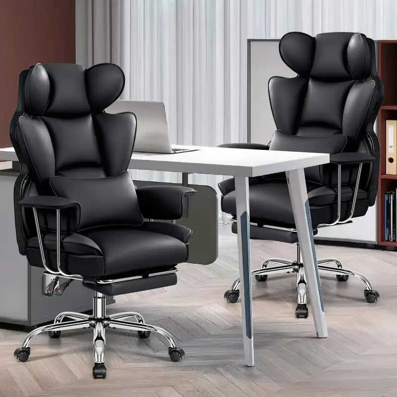 Oversized Padded Leather Swivel Office Recliner