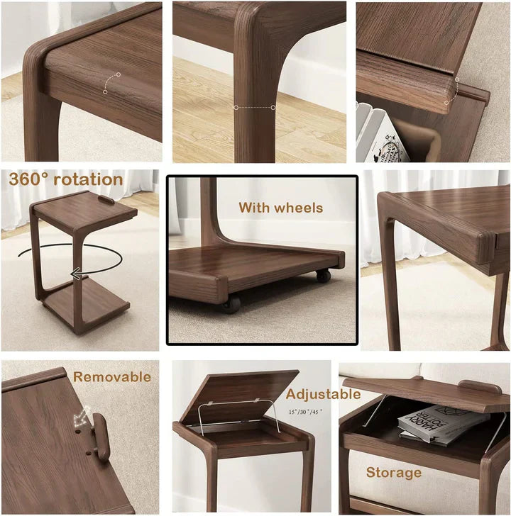 Multifunctional Adjustable Rolling Nightstand