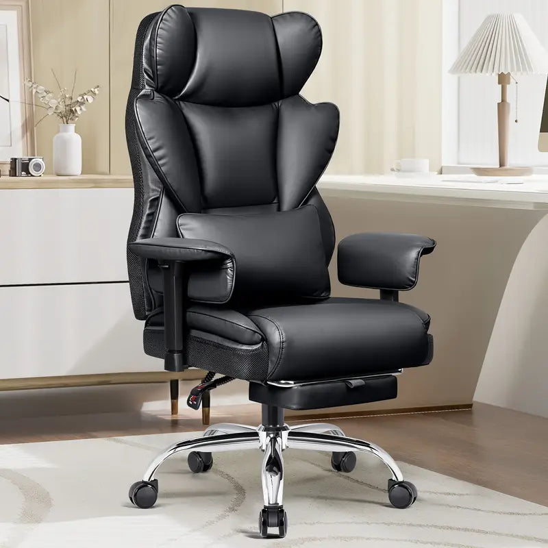 Oversized Padded Leather Swivel Office Recliner