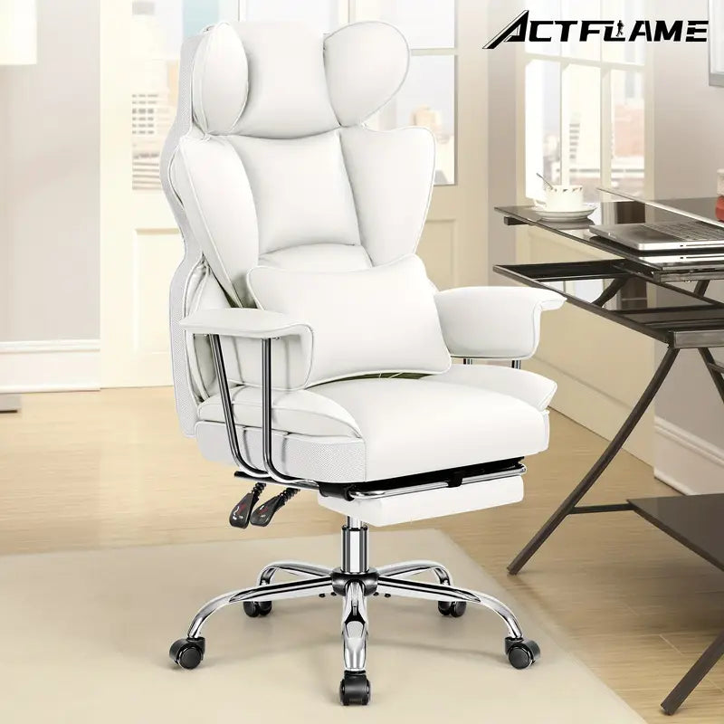 Oversized Padded Leather Swivel Office Recliner