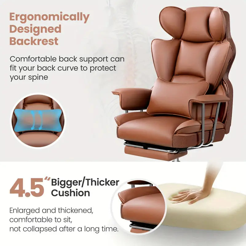 Oversized Padded Leather Swivel Office Recliner