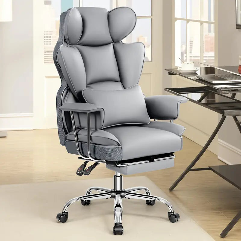 Oversized Padded Leather Swivel Office Recliner