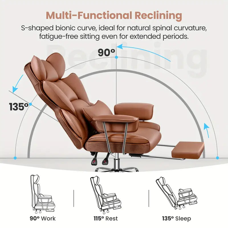 Oversized Padded Leather Swivel Office Recliner