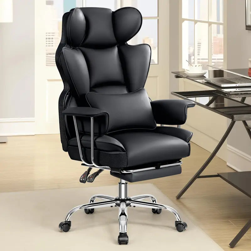 Oversized Padded Leather Swivel Office Recliner