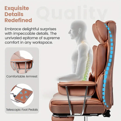 Oversized Padded Leather Swivel Office Recliner