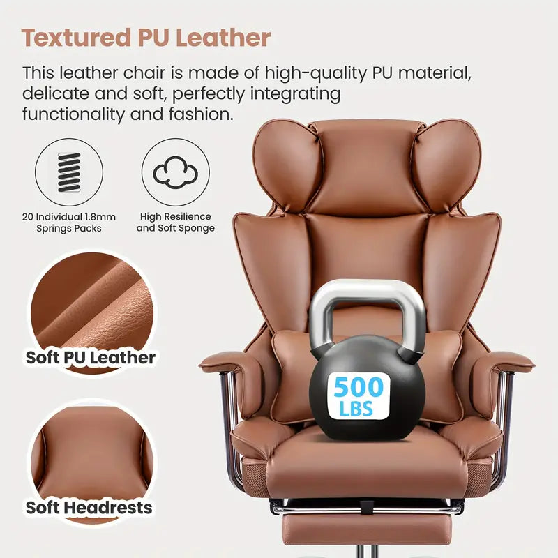 Oversized Padded Leather Swivel Office Recliner