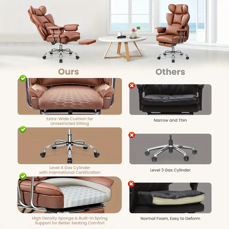 Oversized Padded Leather Swivel Office Recliner