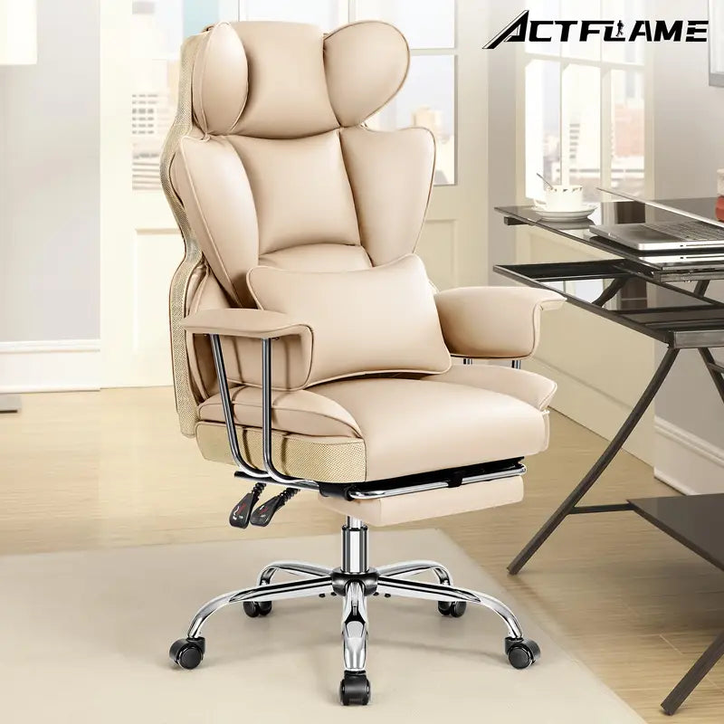 Oversized Padded Leather Swivel Office Recliner